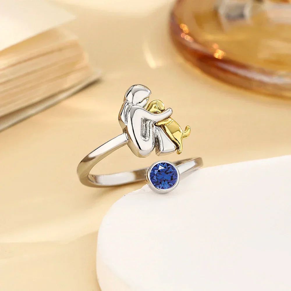 Elmont | Adjustable Sterling Silver Dog Hug Ring