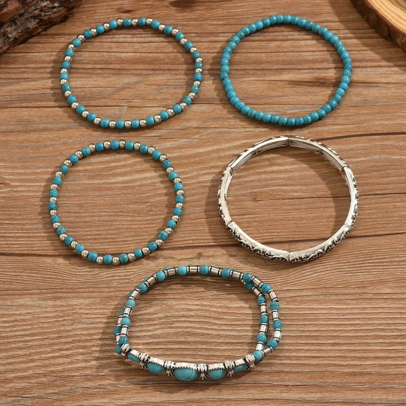Elmont | Bohemian Turquoise Beaded Bracelet Set