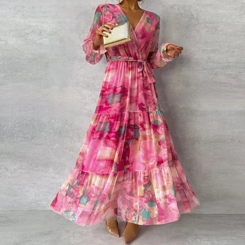 Camila | Wrap Maxi Dress with Tiered Floral Skirt