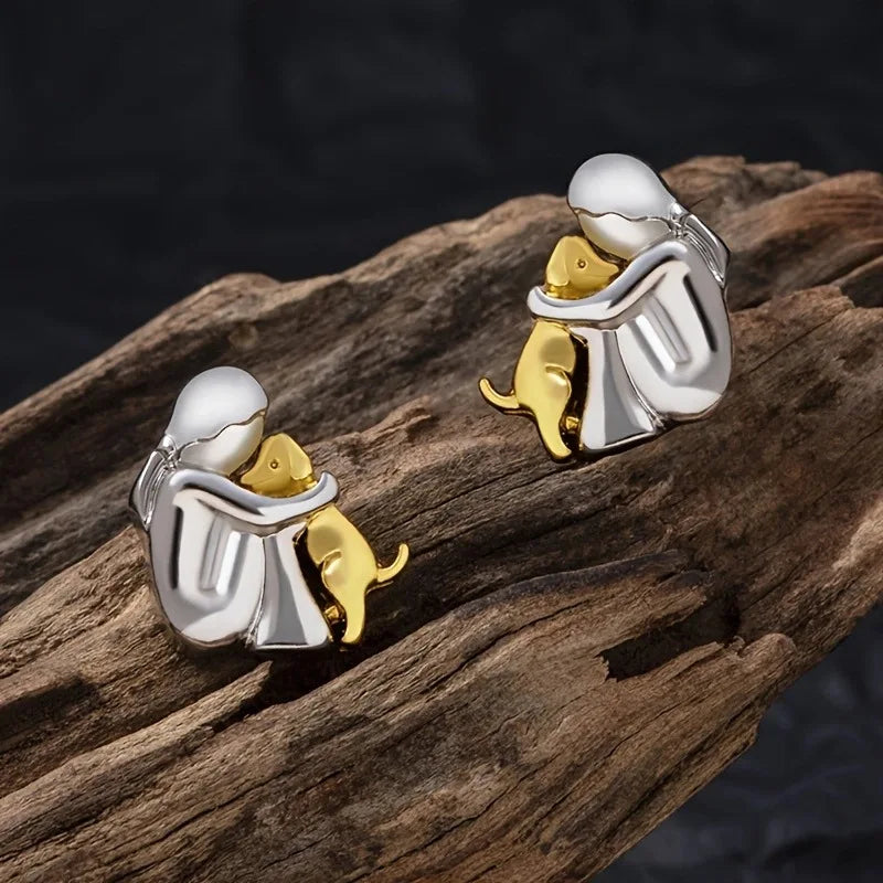 Elmont | Girl Hugging Dog Earrings