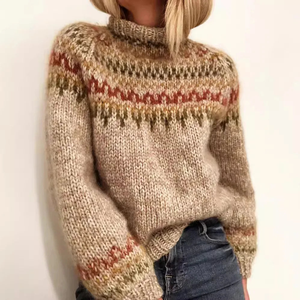 Sarah | High Neck Knit Sweater with Fair Isle Pattern