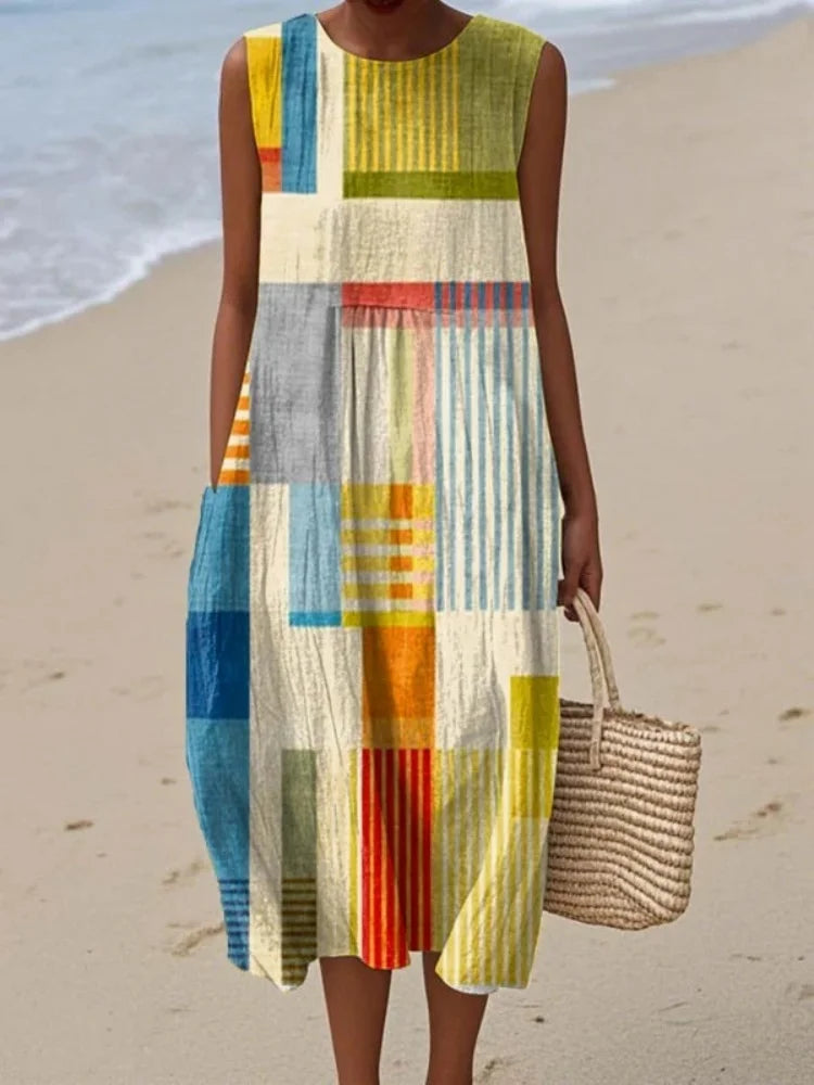 Elmont | Geometric Print Midi Dress