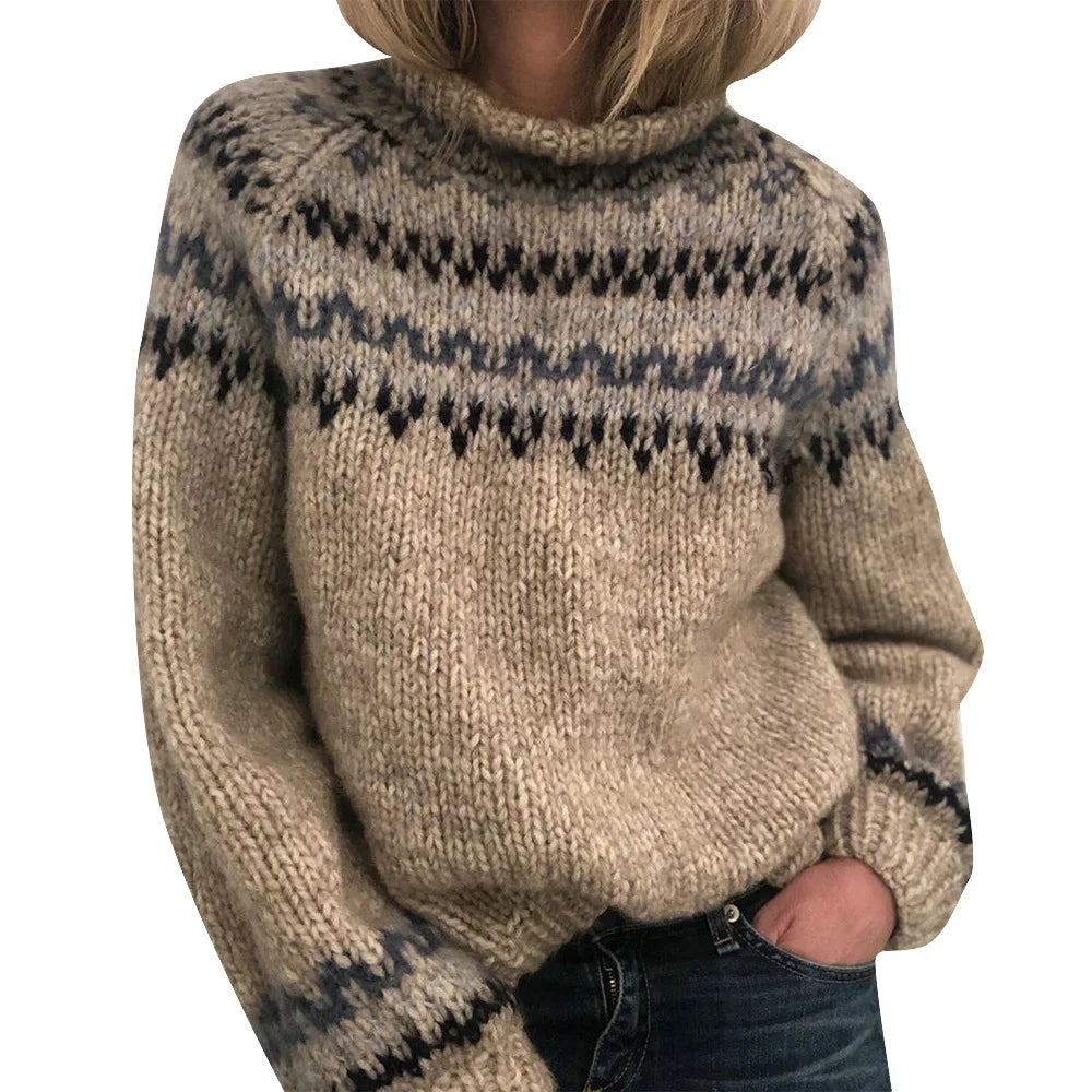 Sarah | High Neck Knit Sweater with Fair Isle Pattern