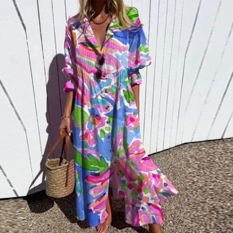 Maya | Floral V-Neck Maxi Dress