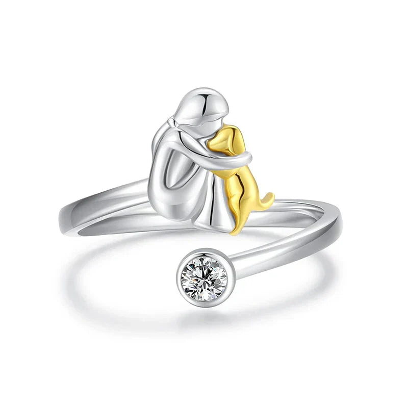 Elmont | Adjustable Sterling Silver Dog Hug Ring