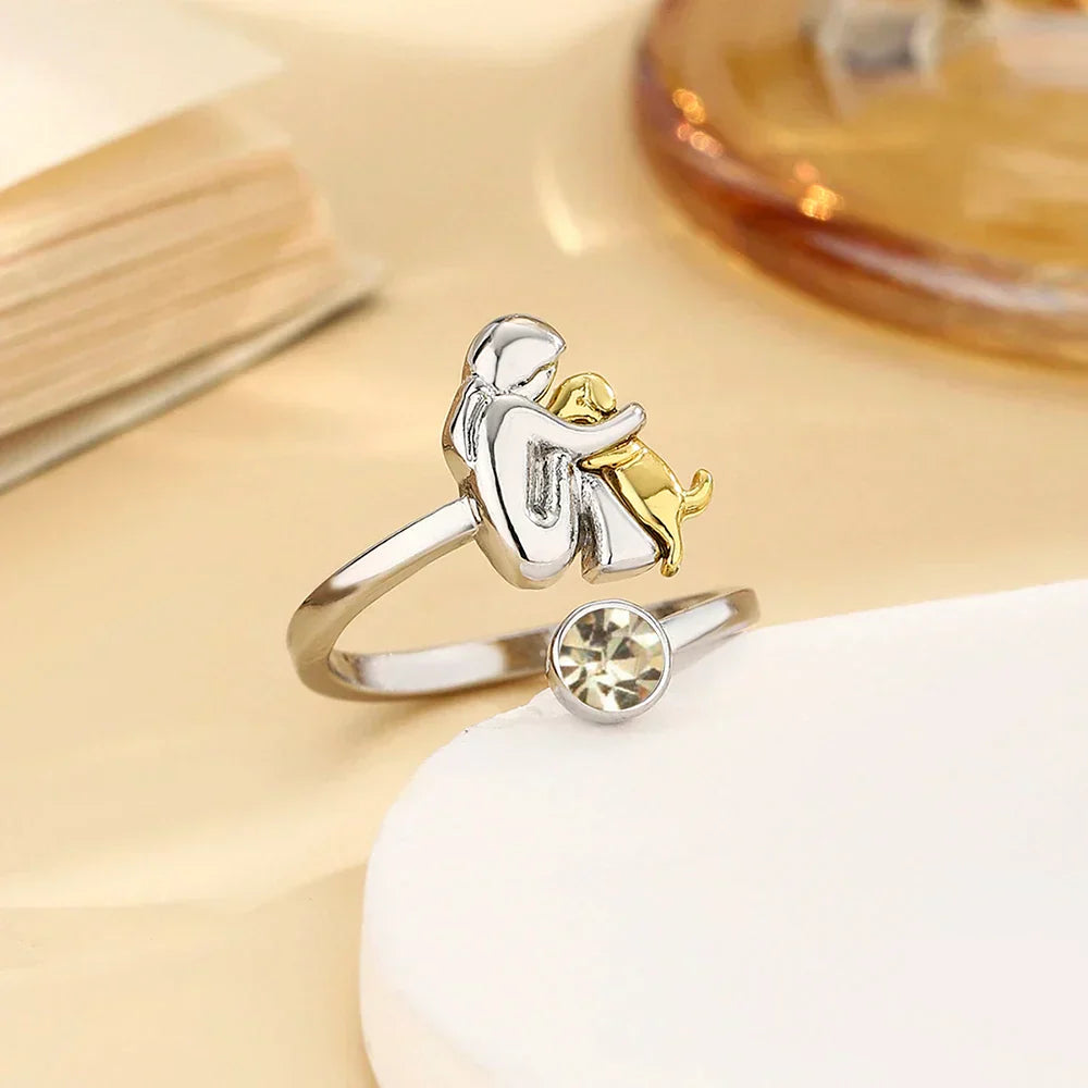Elmont | Adjustable Sterling Silver Dog Hug Ring