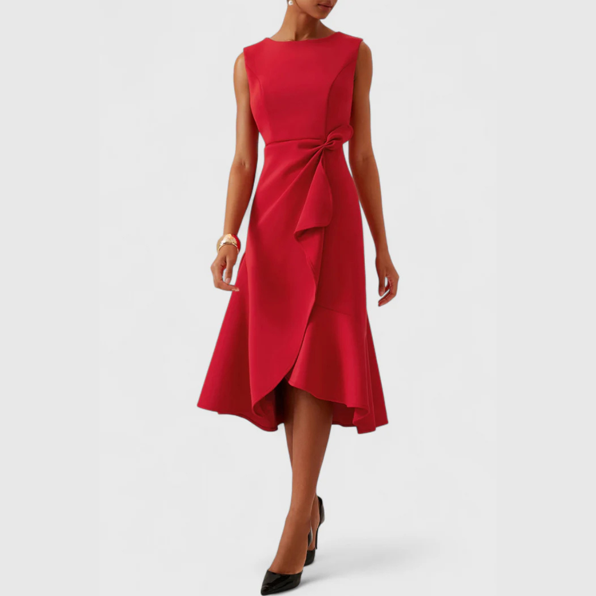 Sarah | Ruffle Hem Wrap Midi Dress