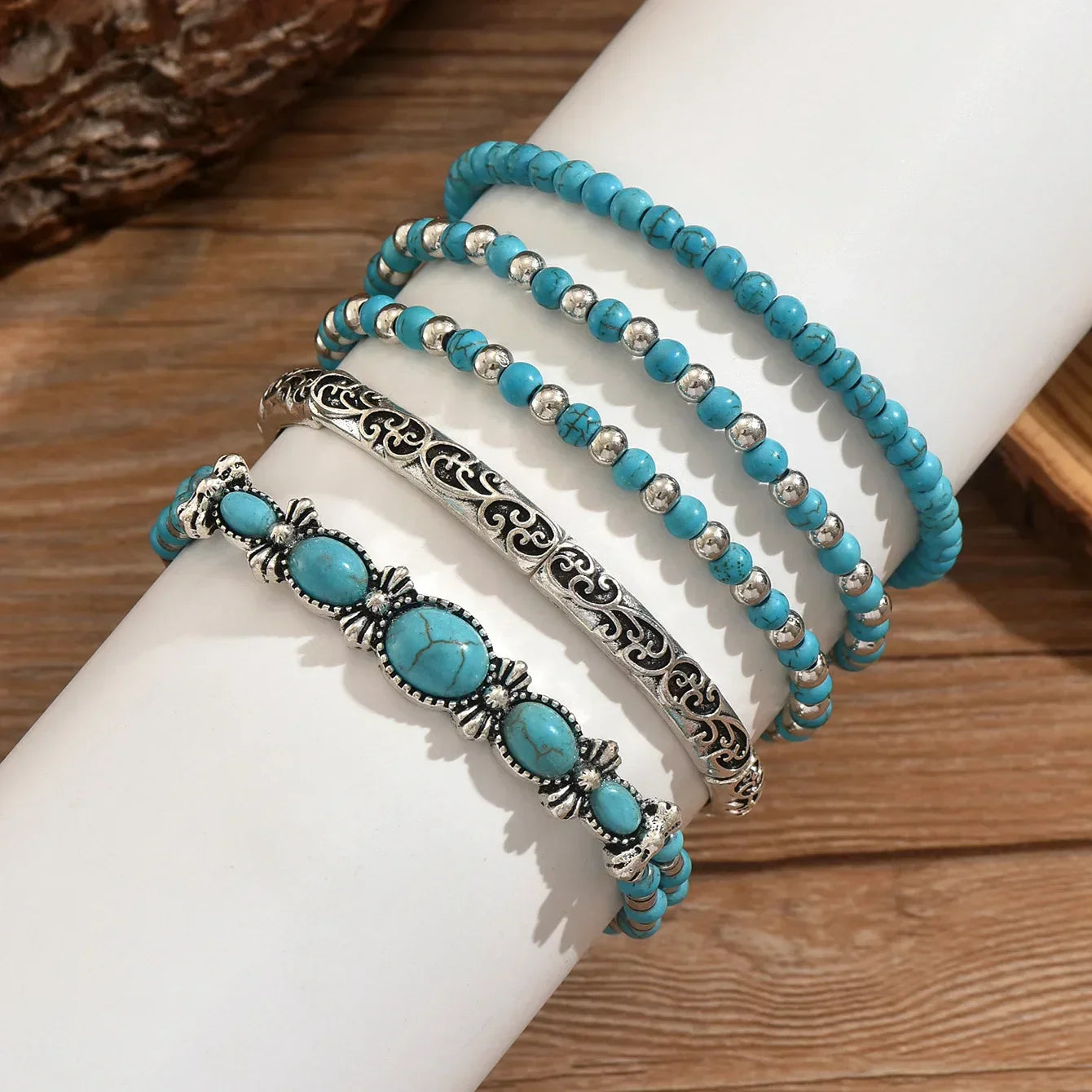 Elmont | Bohemian Turquoise Beaded Bracelet Set
