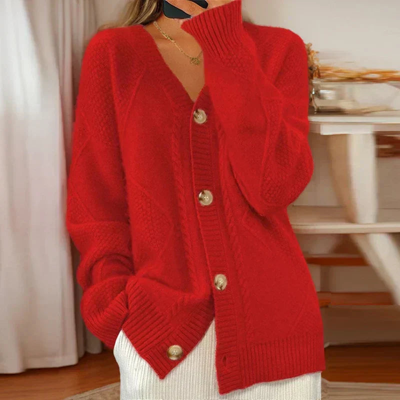 Imani | Cable-Knit Button-Front Cardigan