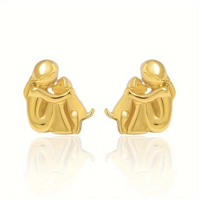 Elmont | Girl Hugging Dog Earrings