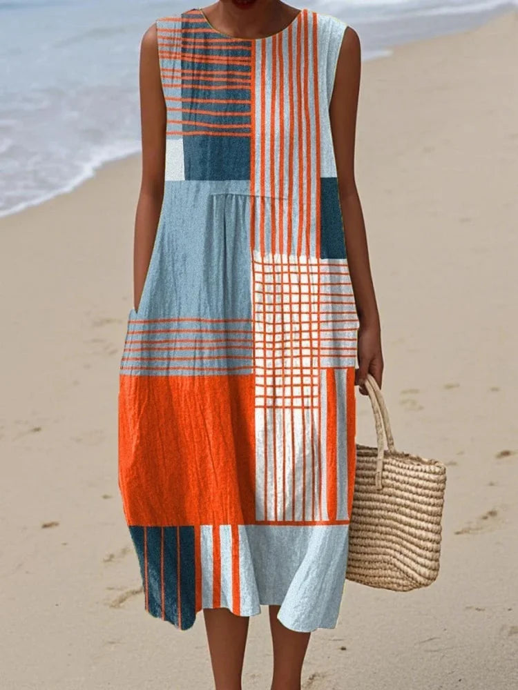 Elmont | Geometric Print Midi Dress