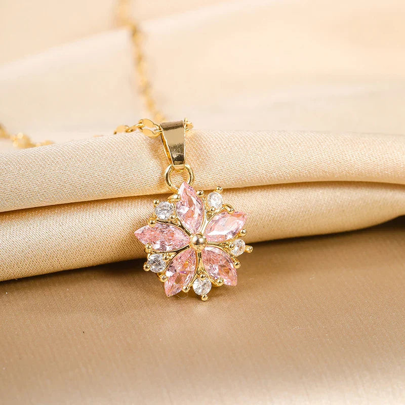 Elmont | Pink Sakura Stainless Steel Necklace