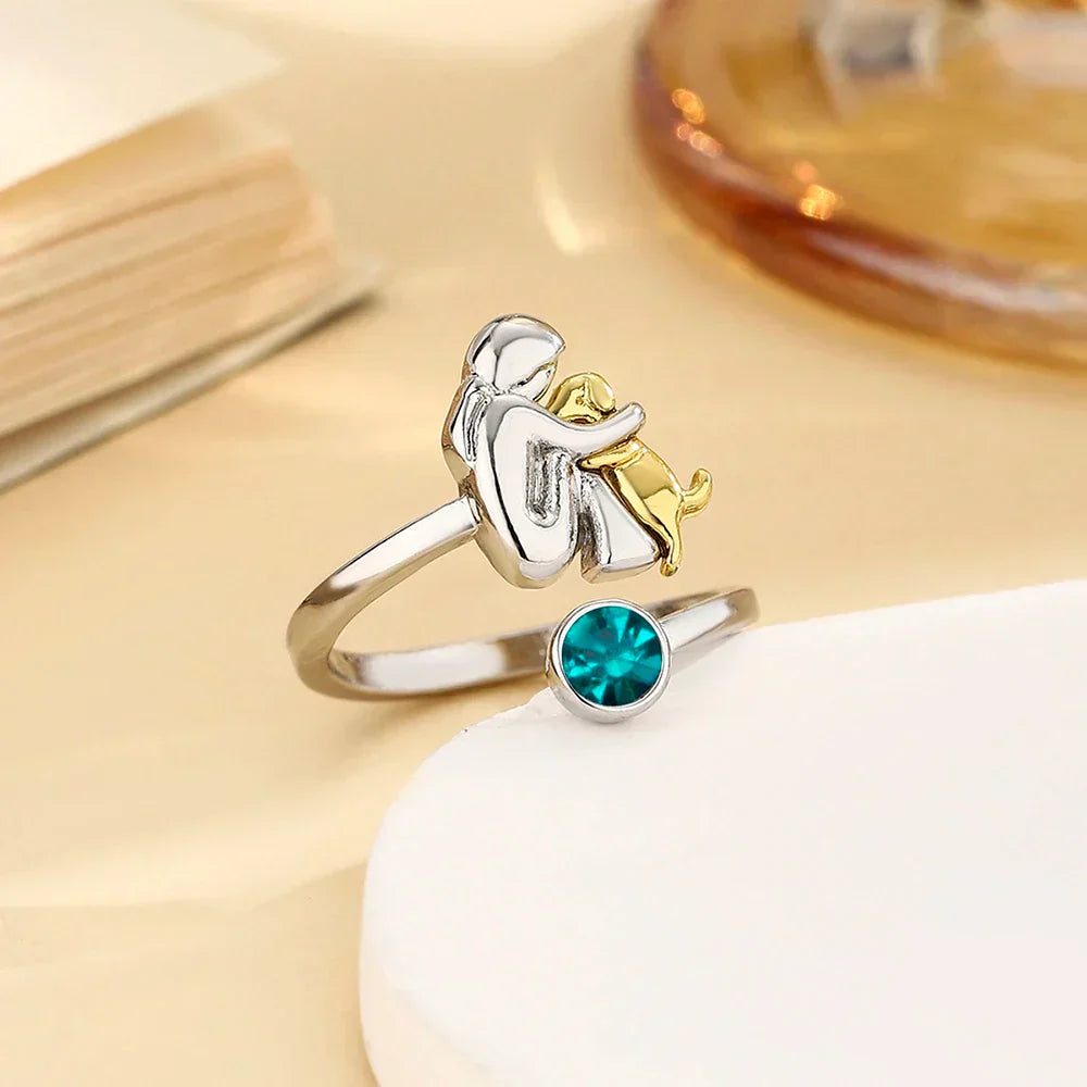 Elmont | Adjustable Sterling Silver Dog Hug Ring