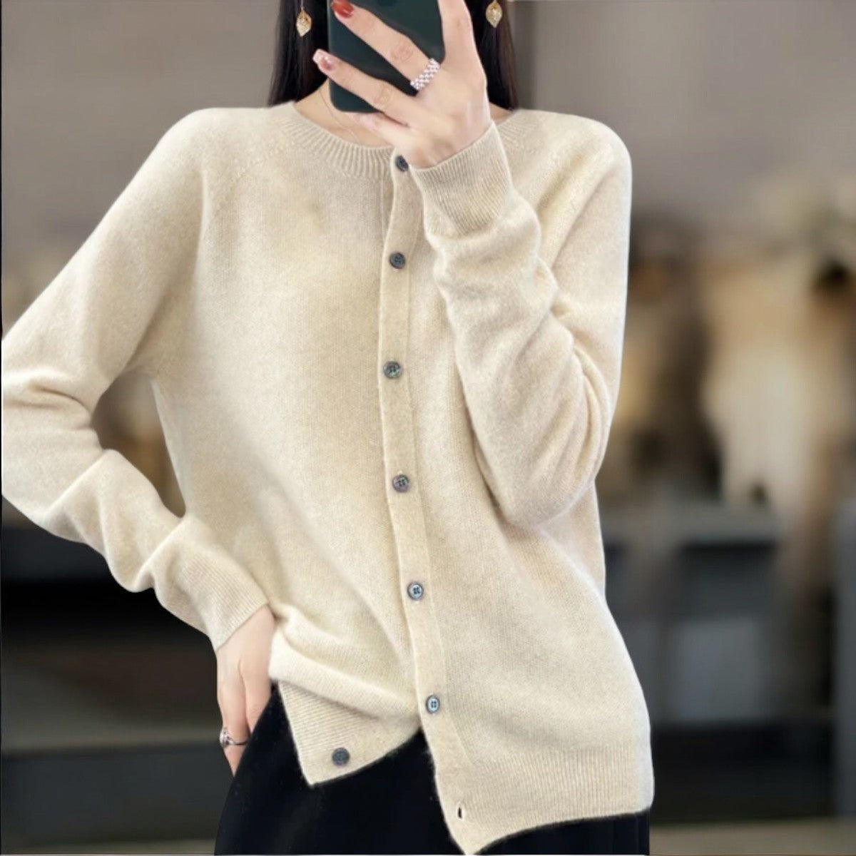 Elmont | Wool Crewneck Cardigan