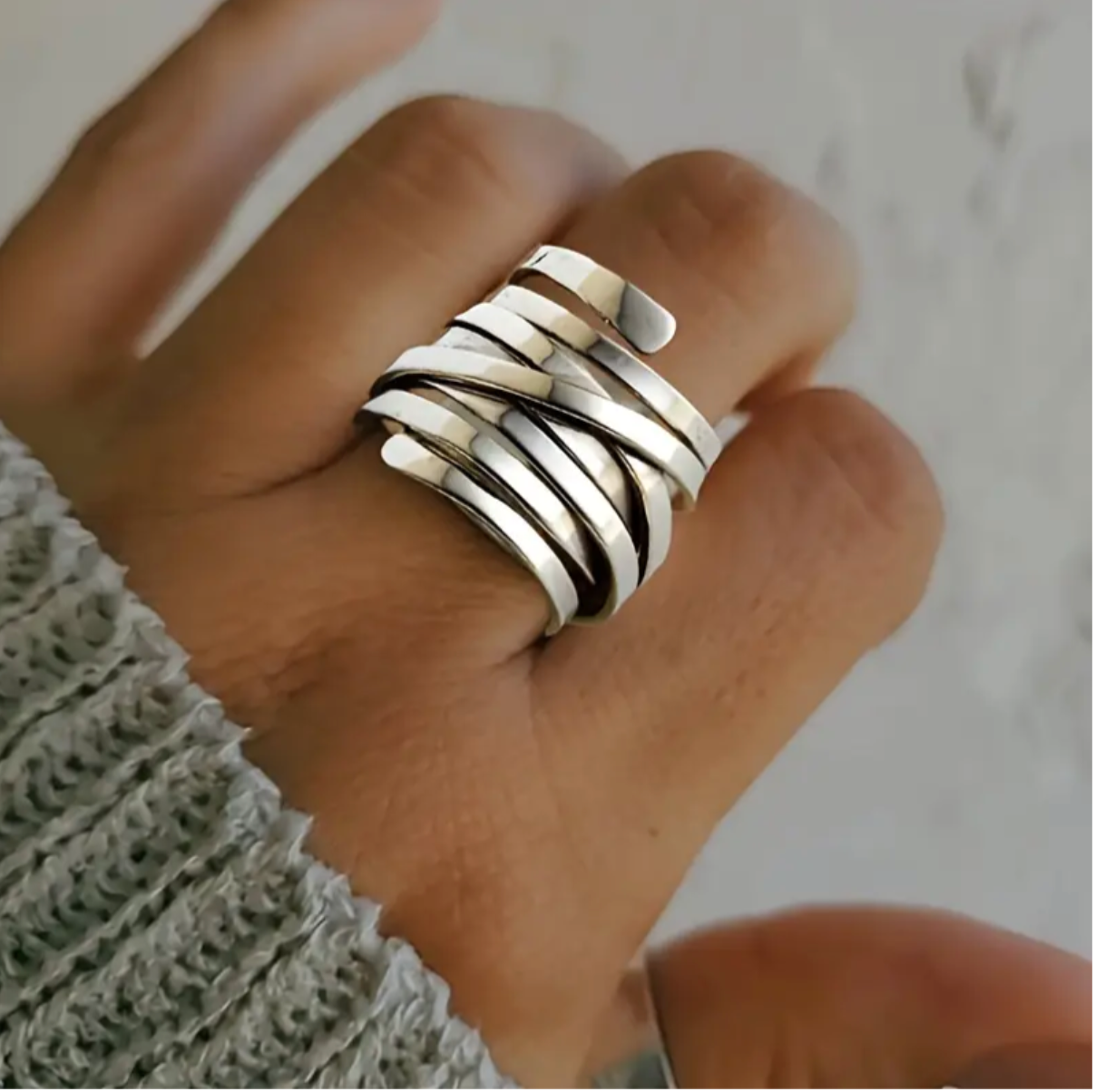 Elmont | Wide Layered Silver Ring