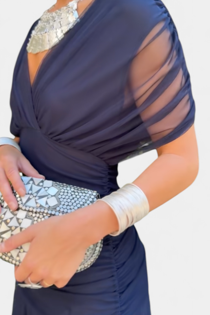 M&H | Polyester Off-Shoulder Midi Dress