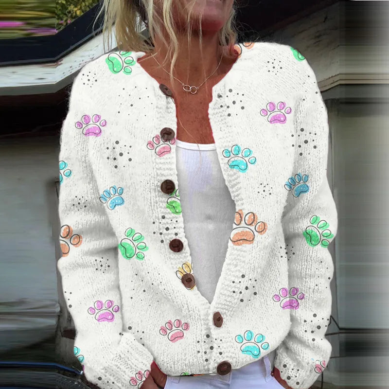 Sarah | Knit Patterned Button-Front Cardigan