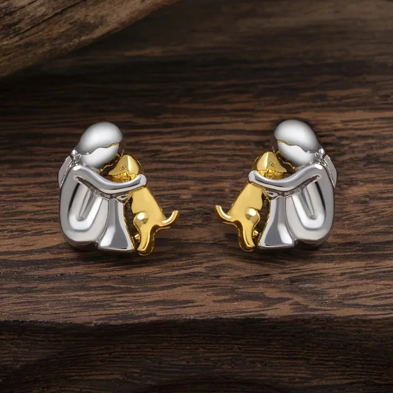 Elmont | Girl Hugging Dog Earrings