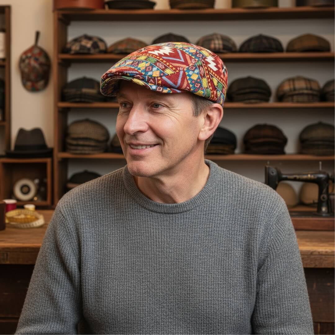 Elmont | Patterned Flat Cap