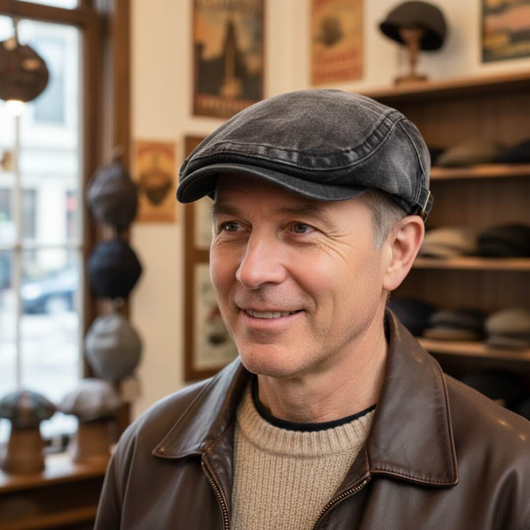 Elmont | Washed Denim Flat Cap