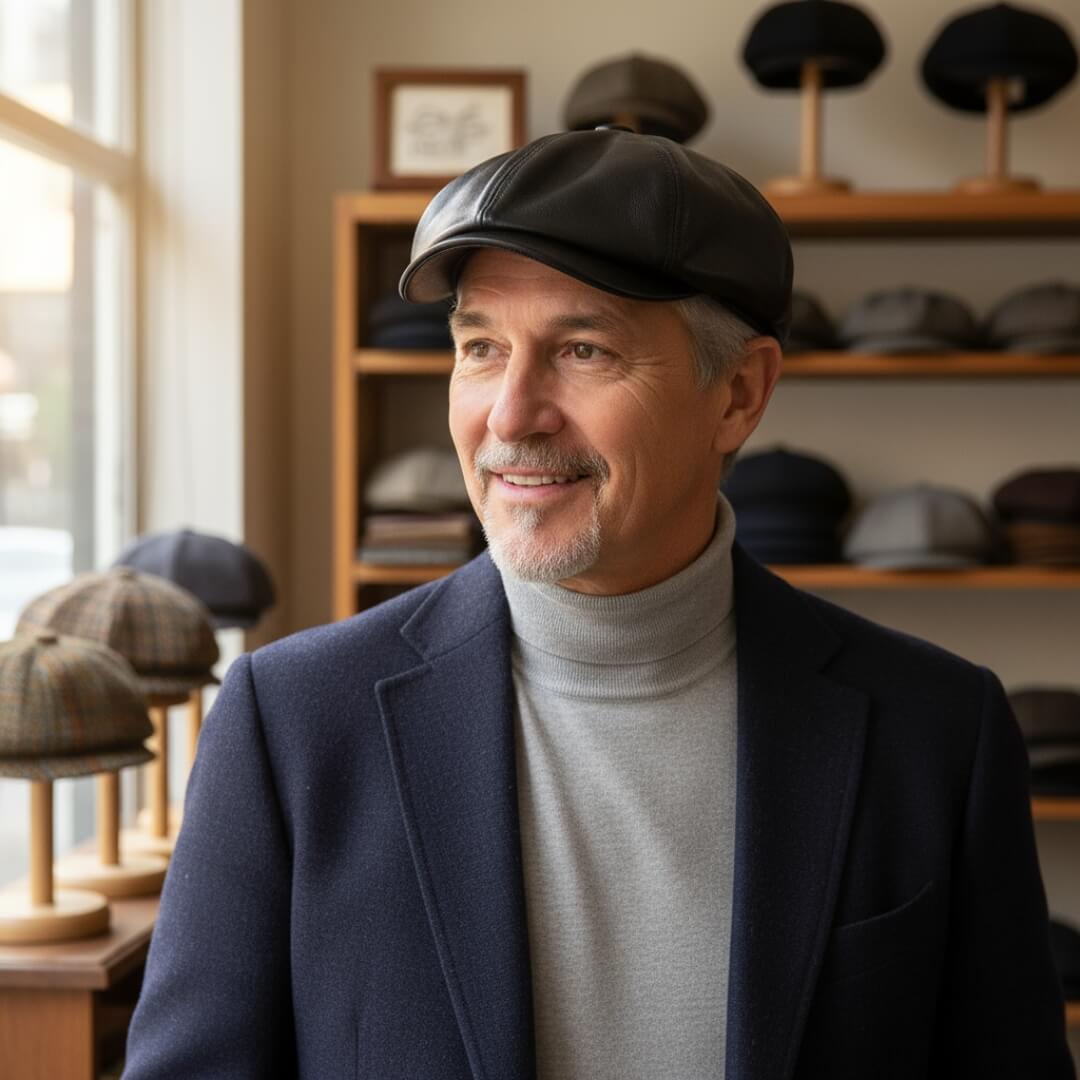 Elmont | Leather Flat Cap