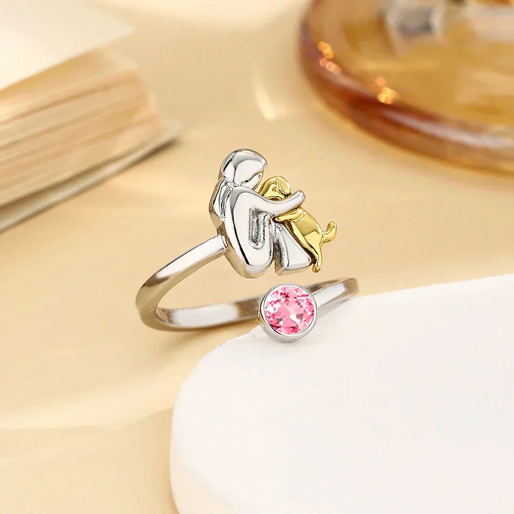 Elmont | Adjustable Sterling Silver Dog Hug Ring
