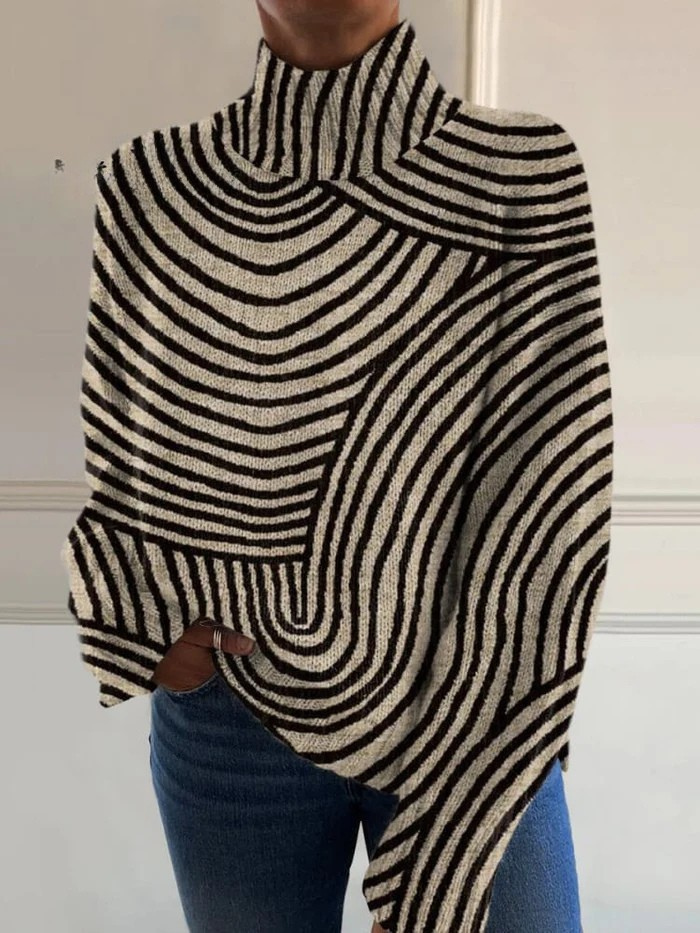 Elmont | Hand-Drawn Line Turtleneck Sweater