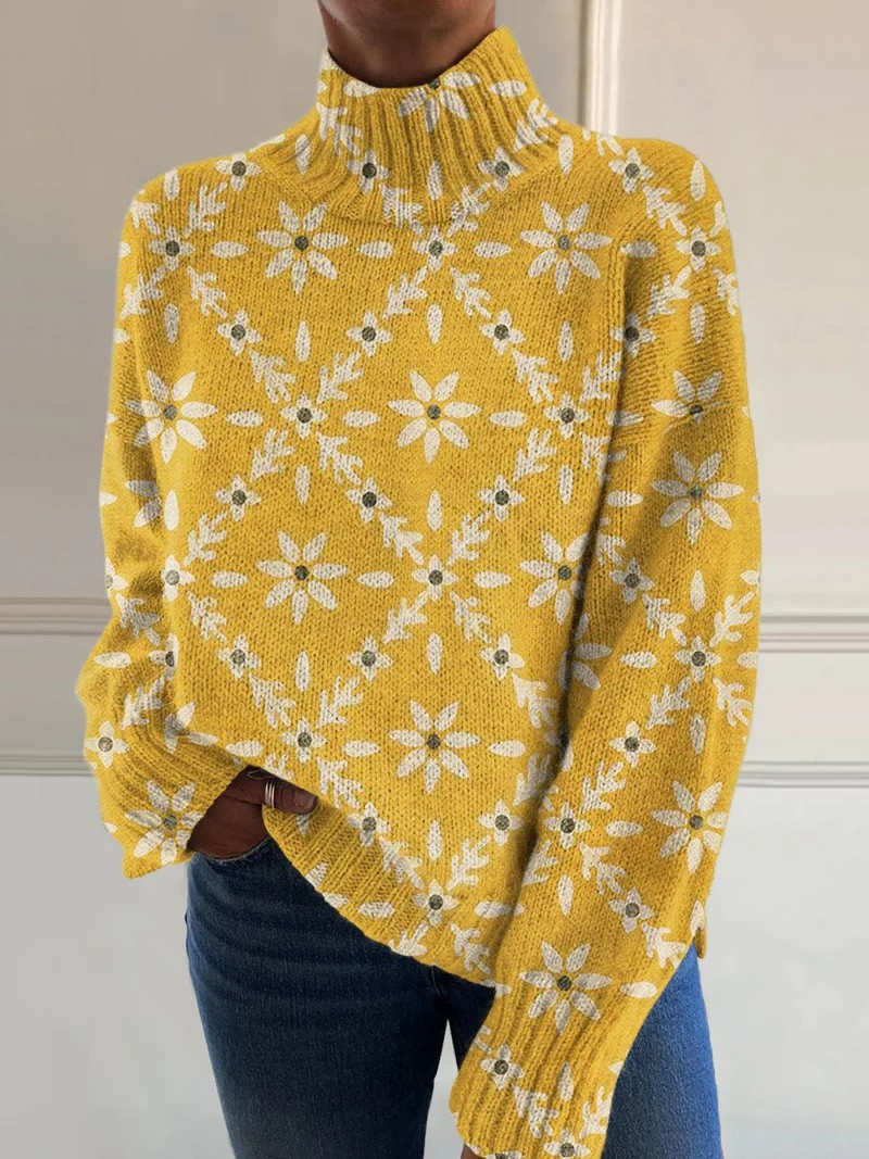 Elmont | Colour-Block Floral Knit Sweater