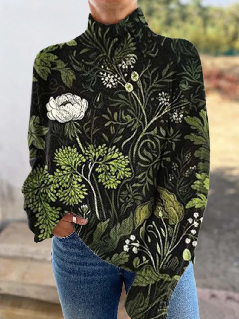 Elmont | Botanical Floral Turtleneck Sweater