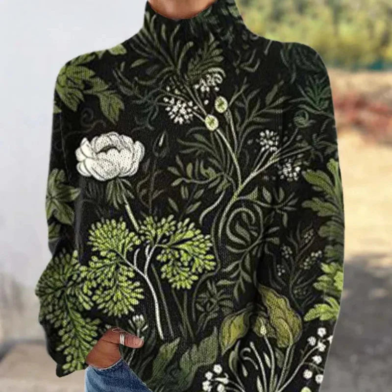 Elmont | Botanical Floral Turtleneck Sweater