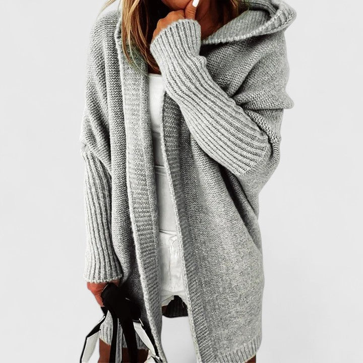 Nora | Hooded Textured Knit Cardigan