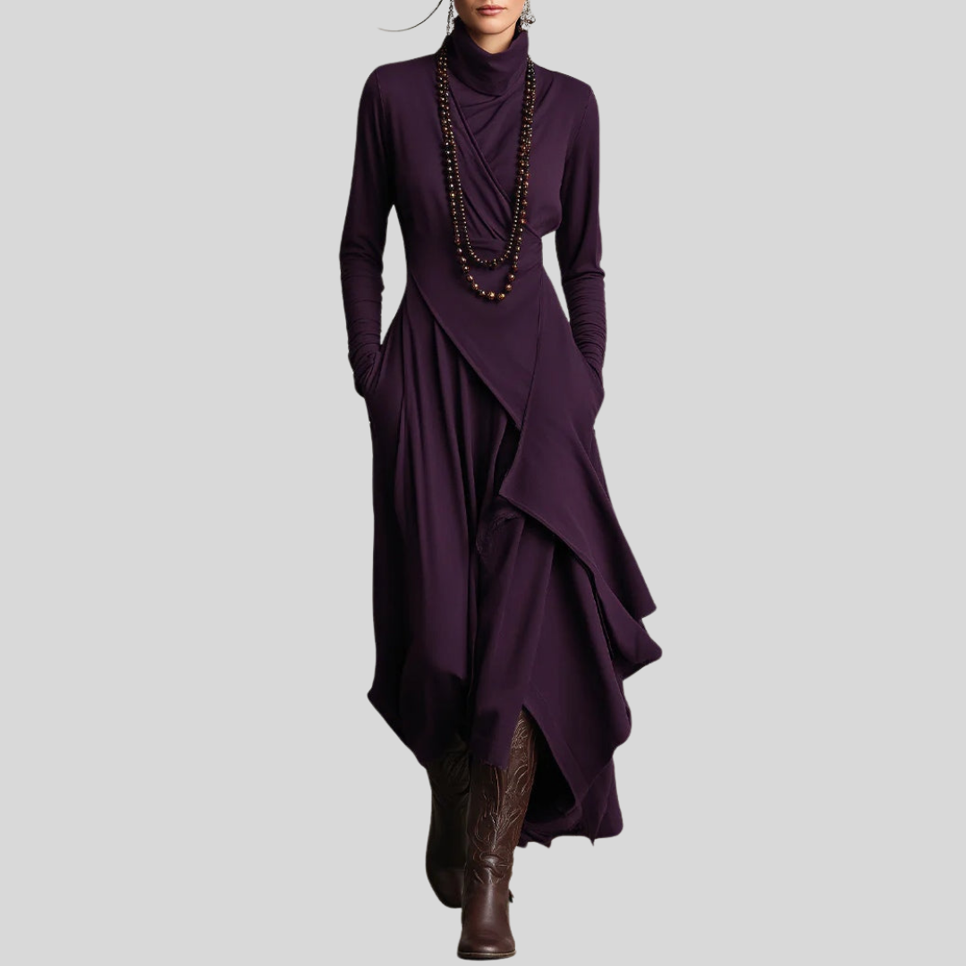 Elmont | Draped Long-Sleeve Maxi Dress