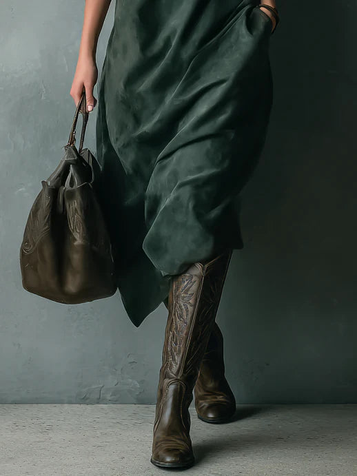 Elmont | Stand-Collar Midi Dress