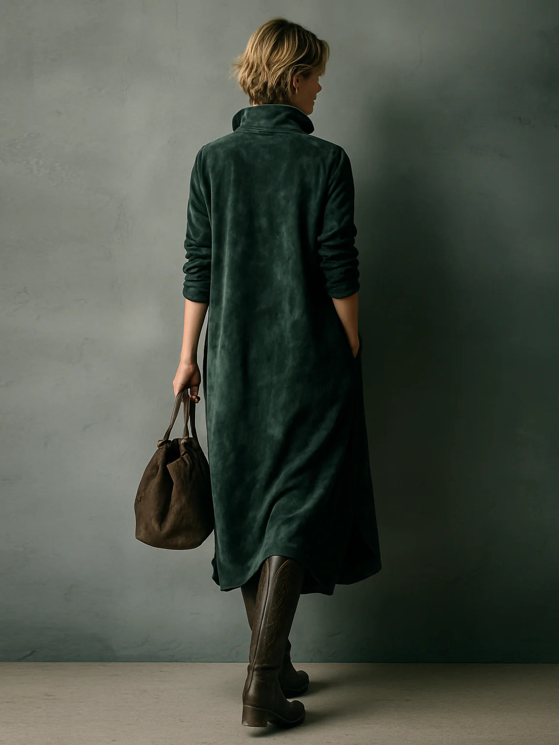 Elmont | Stand-Collar Midi Dress