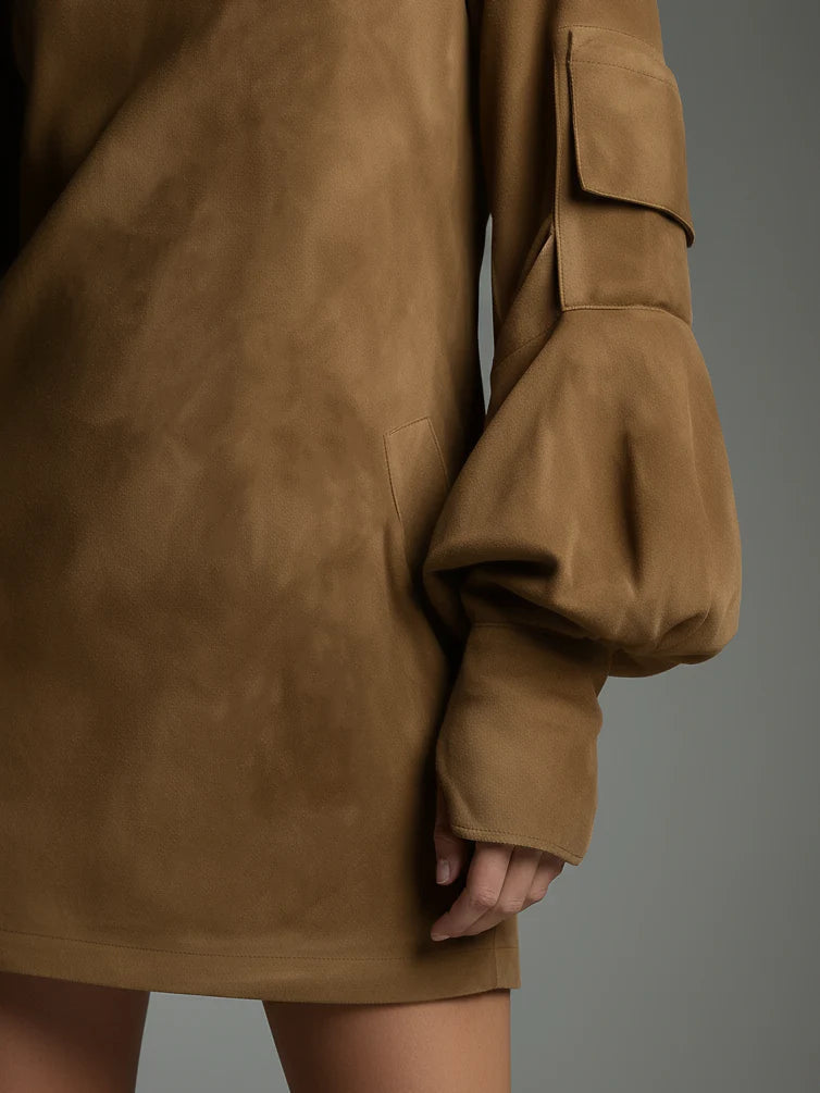 Elmont | Suede Turtleneck Mini Dress