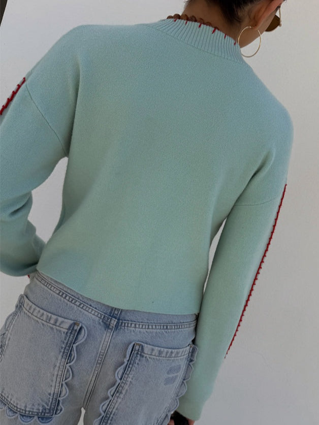 Sarah | Knit Button-Front Cardigan with Octopus Pattern
