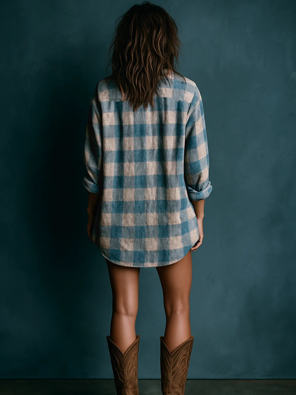 Elmont | Plaid Henley Long-Sleeve Mini Dress