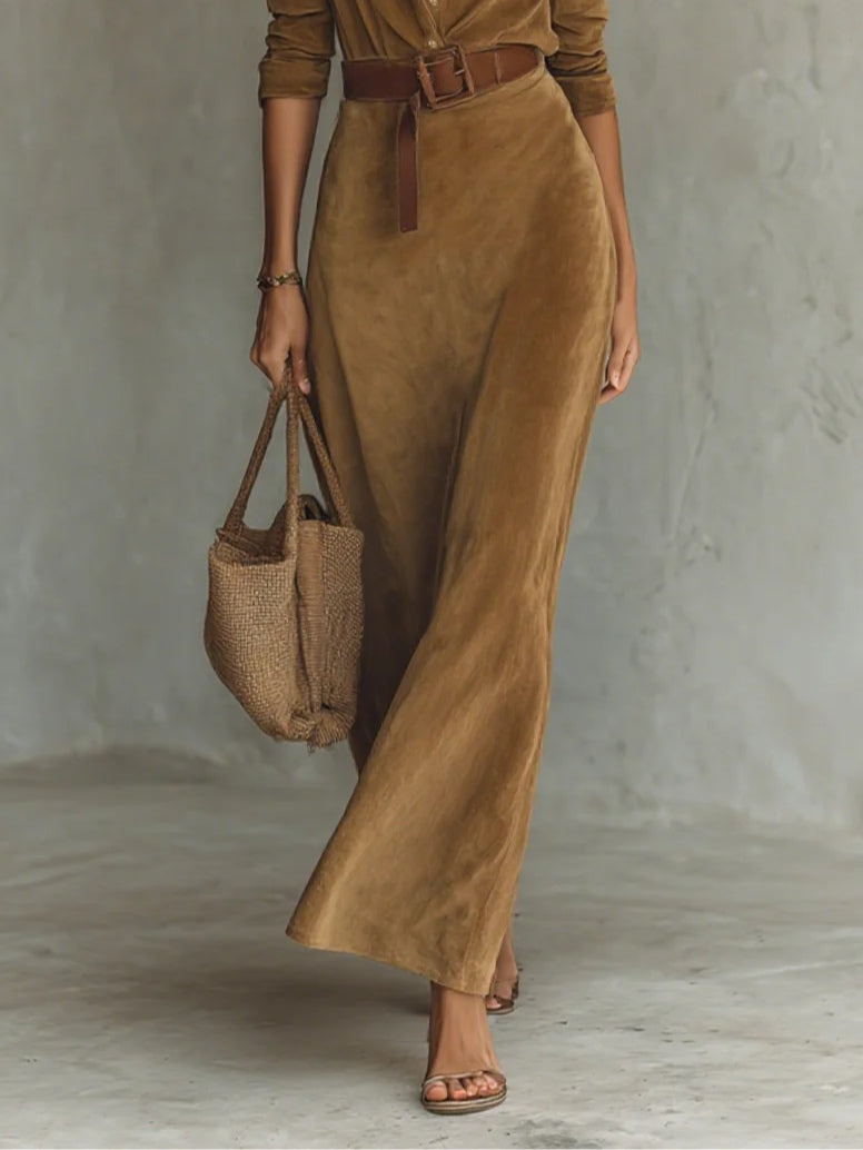 M&H | Suede Maxi Dress with Lapels