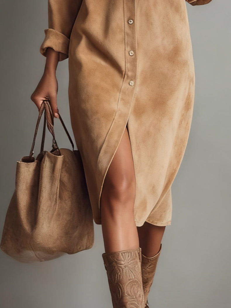 Elmont | Corduroy Midi Shirt Dress