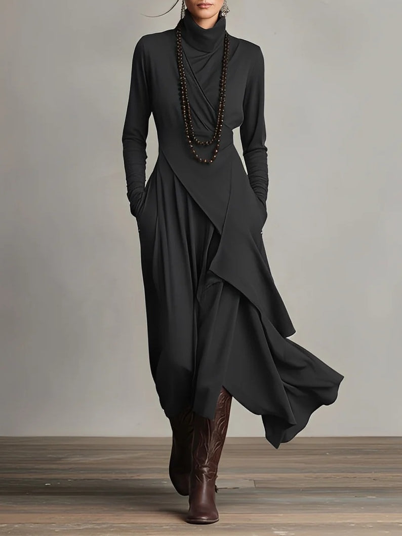Elmont | Draped Long-Sleeve Maxi Dress