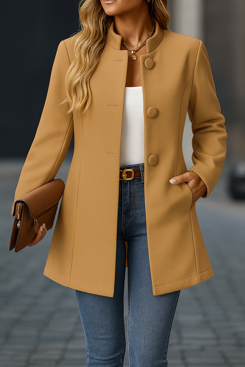 Elmont | High-Collar Button-Front Coat