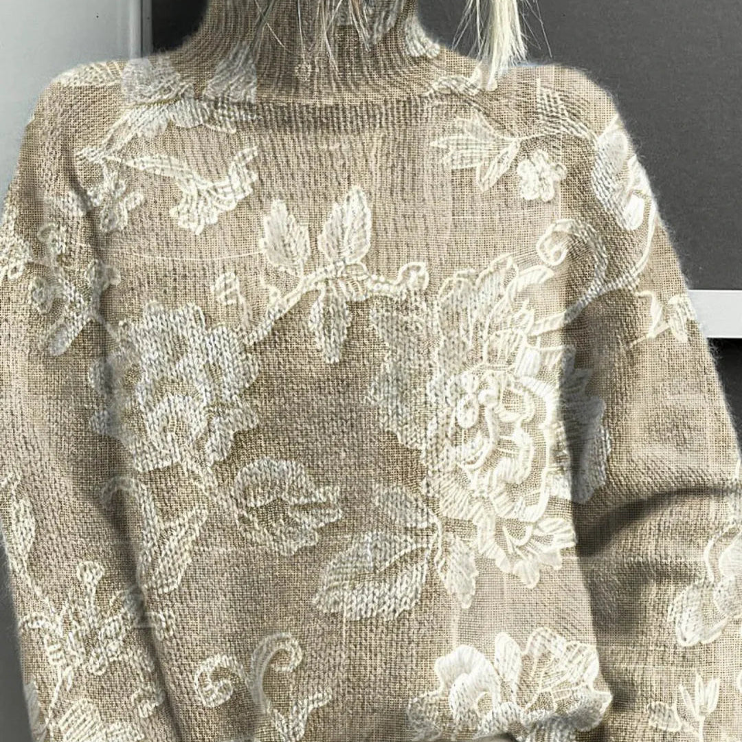 Elmont | Floral Knit Turtleneck Sweater