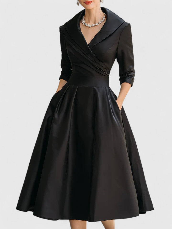 M&H | Wrap-Collar Midi Dress