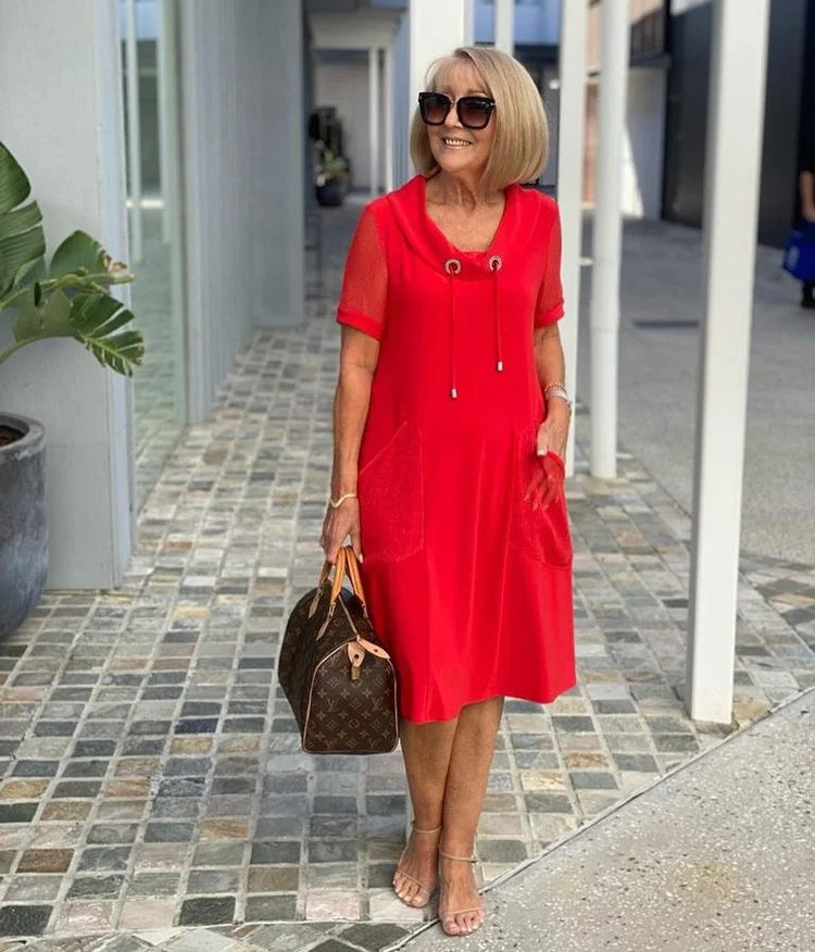 M&H | Polyester Cowl-Neck Shift Dress