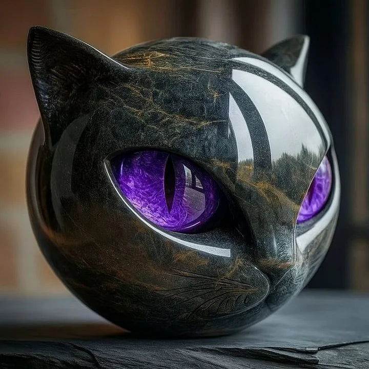 Elmont | Black Cat Head Sculpture