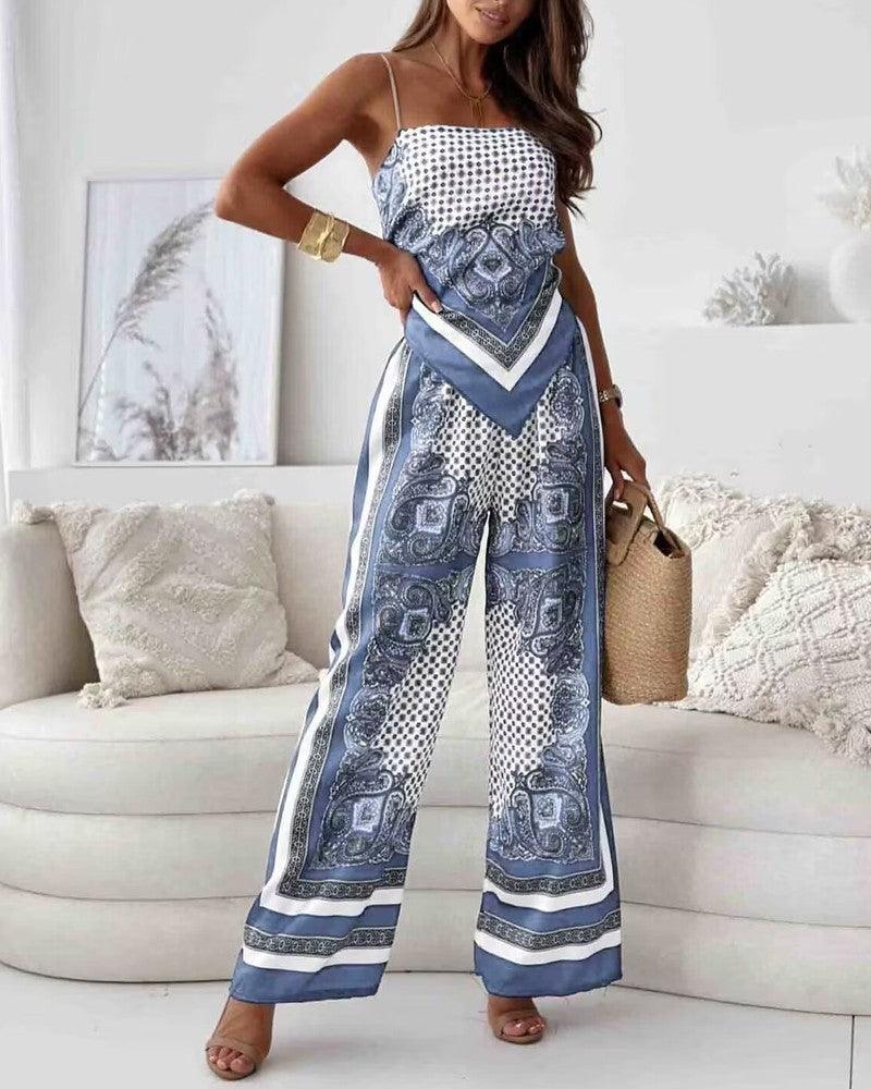 M&H | Vest & Pants Set with Lace-Up Detail