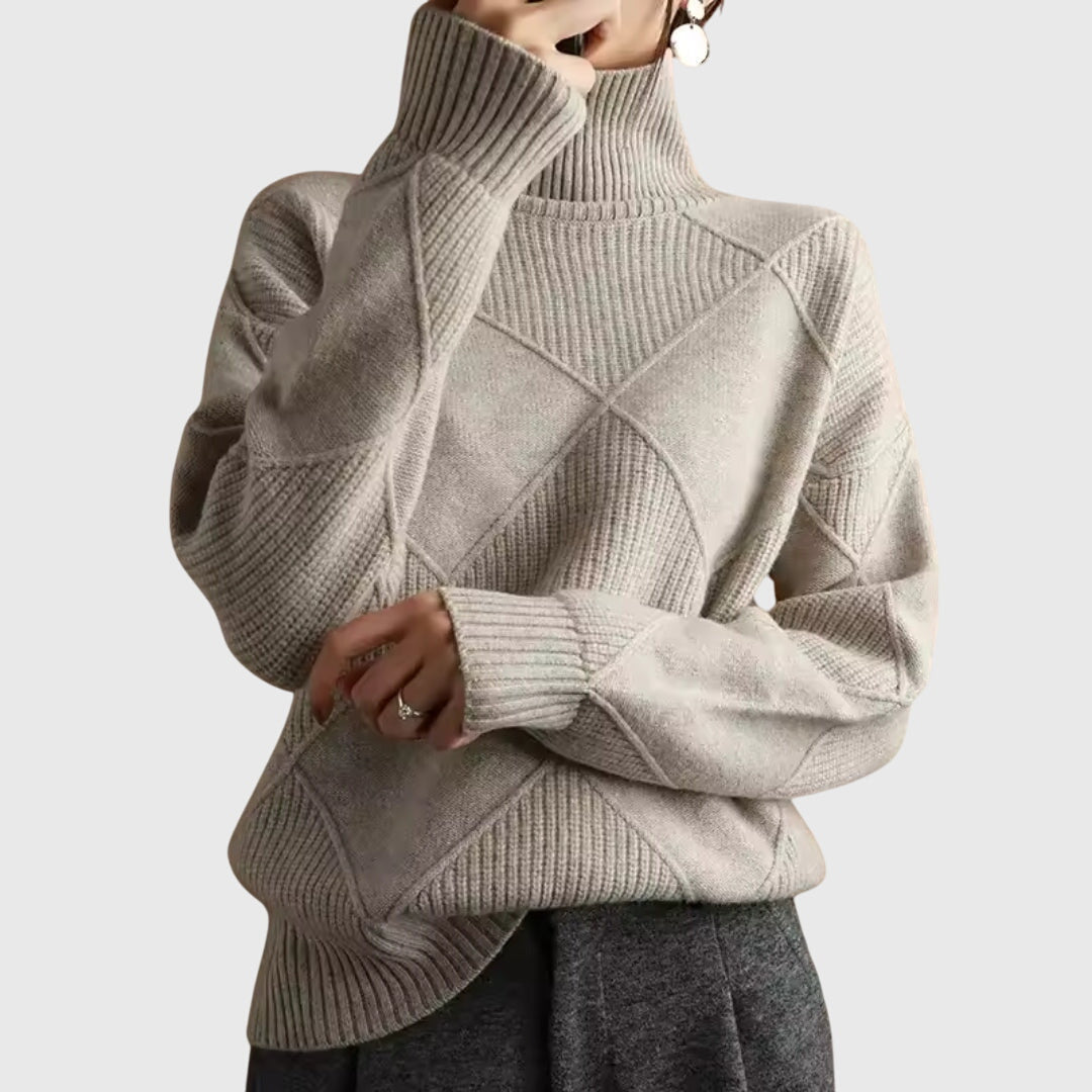 Elmont | Geometric Knit Turtleneck Sweater