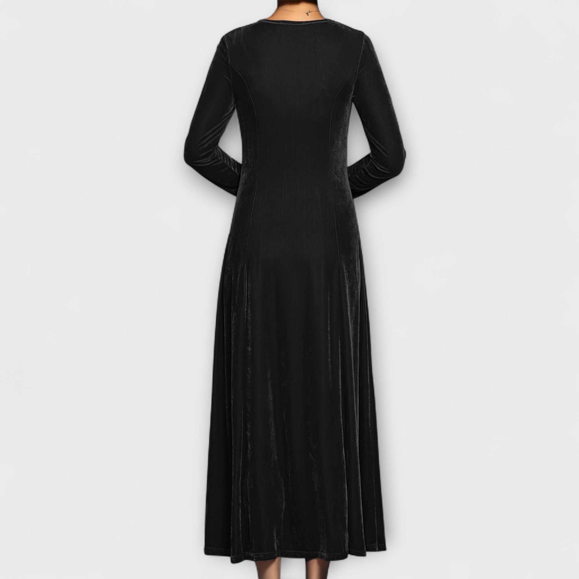 Elmont | Long-Sleeve Velvet A-Line Dress