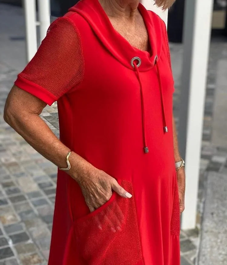 M&H | Polyester Cowl-Neck Shift Dress