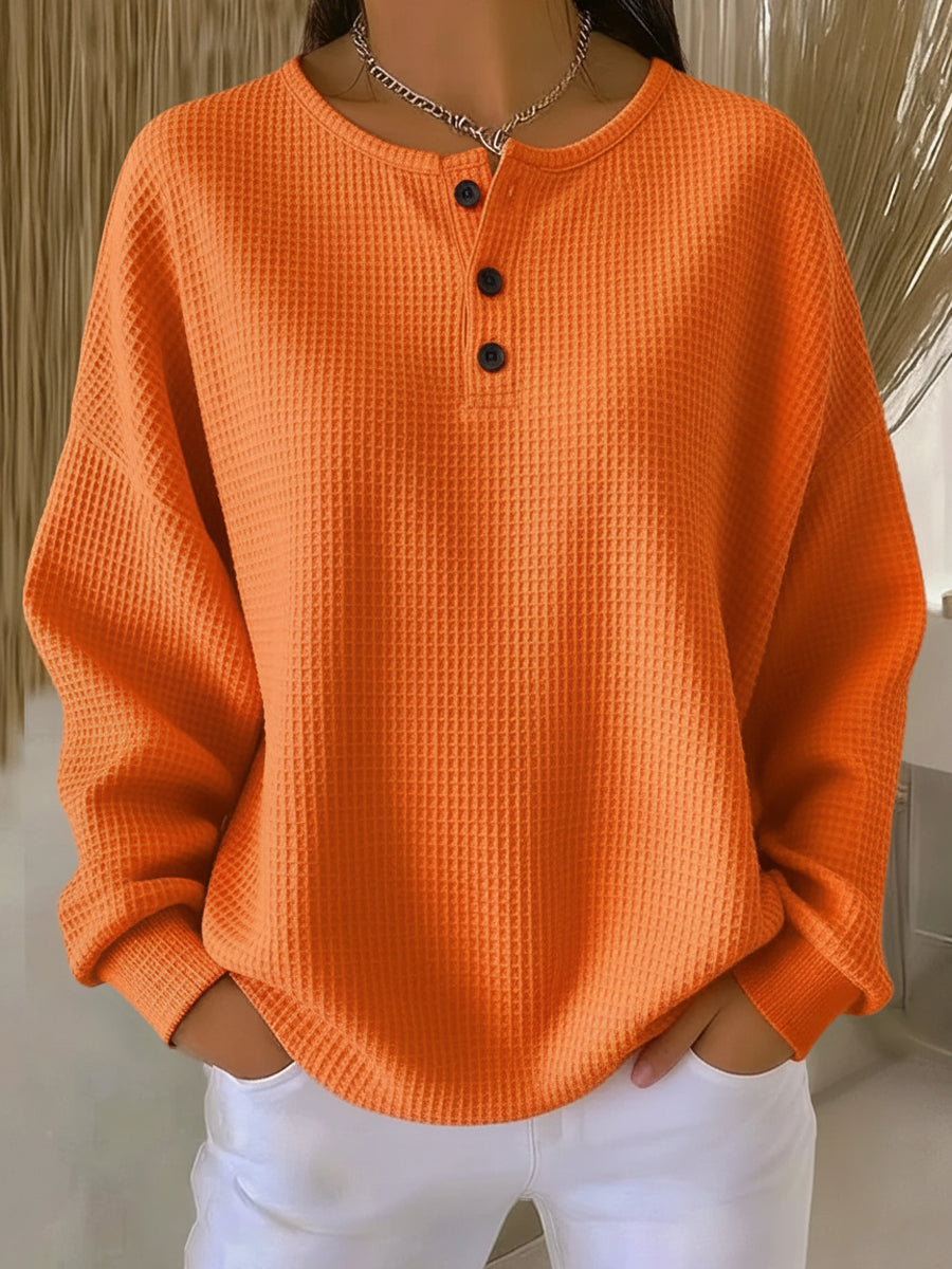 Elmont | Waffle-Knit Collared Sweatshirt
